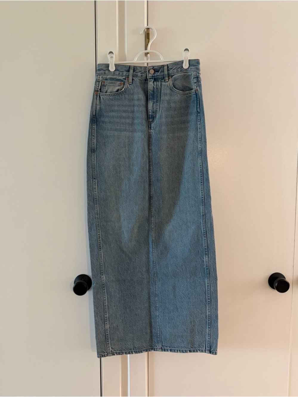 Aritzia Blue Denim Maxi Skirt - Classic Straight Silhouette